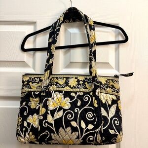 Vera Bradley “Little Betsy” Quilted Zipper Shoulder Bag in Yellow Bird, Like NEW